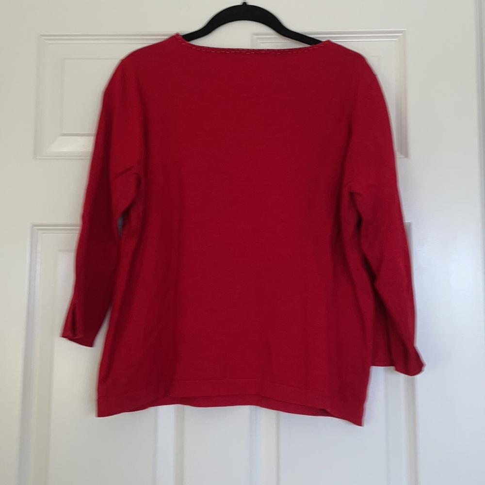 Worthington Red Sweater with Beaded Detail - Picture 2 of 4